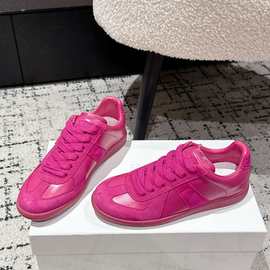 高定小众经典复古百搭涂鸦泼墨德训鞋男女同款情侣真皮小白鞋板鞋