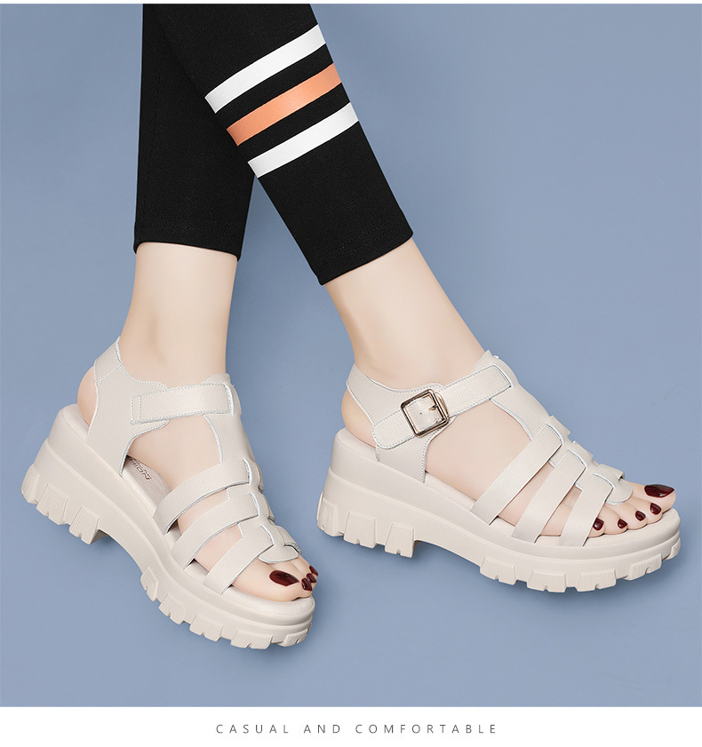 Sandal thể thao nữ đế xuồng đục lỗ mùa hè 2024 — 12077 màu đen, Màu be 12077 chi tiết 15