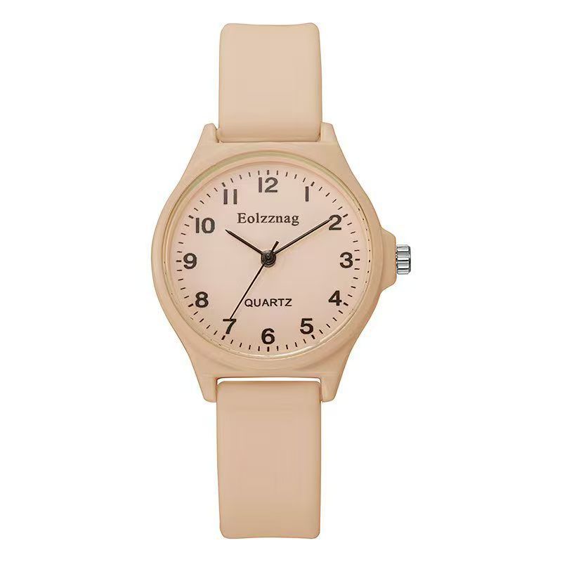 Student Watch Women's High Color Value Trend Simple ins-apricot New Junior High School Only Time Quartz Watch