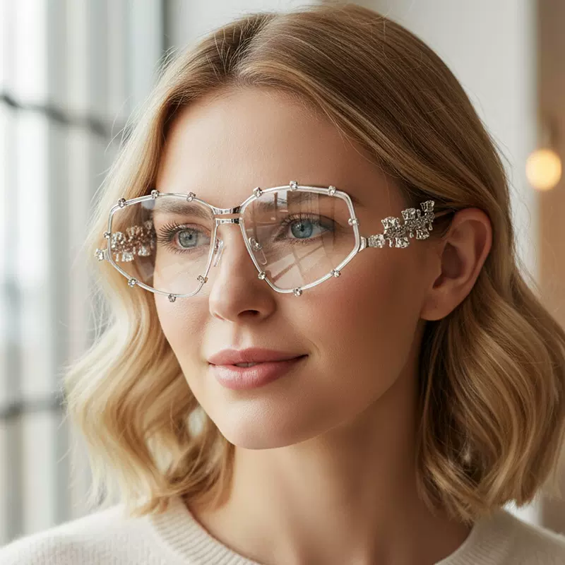 赛博朋克太阳镜未来科技感镶钻时尚墨镜 跨境欧美ins小红书平光镜