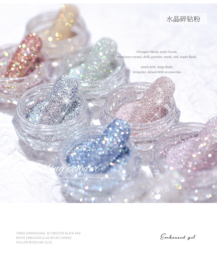 Nail Art Crystal Crushed Diamond Powder, Trendy New Product, Sparkling Mixed Micro Diamonds, Glitter Nail Sequins, Diamond Decorations