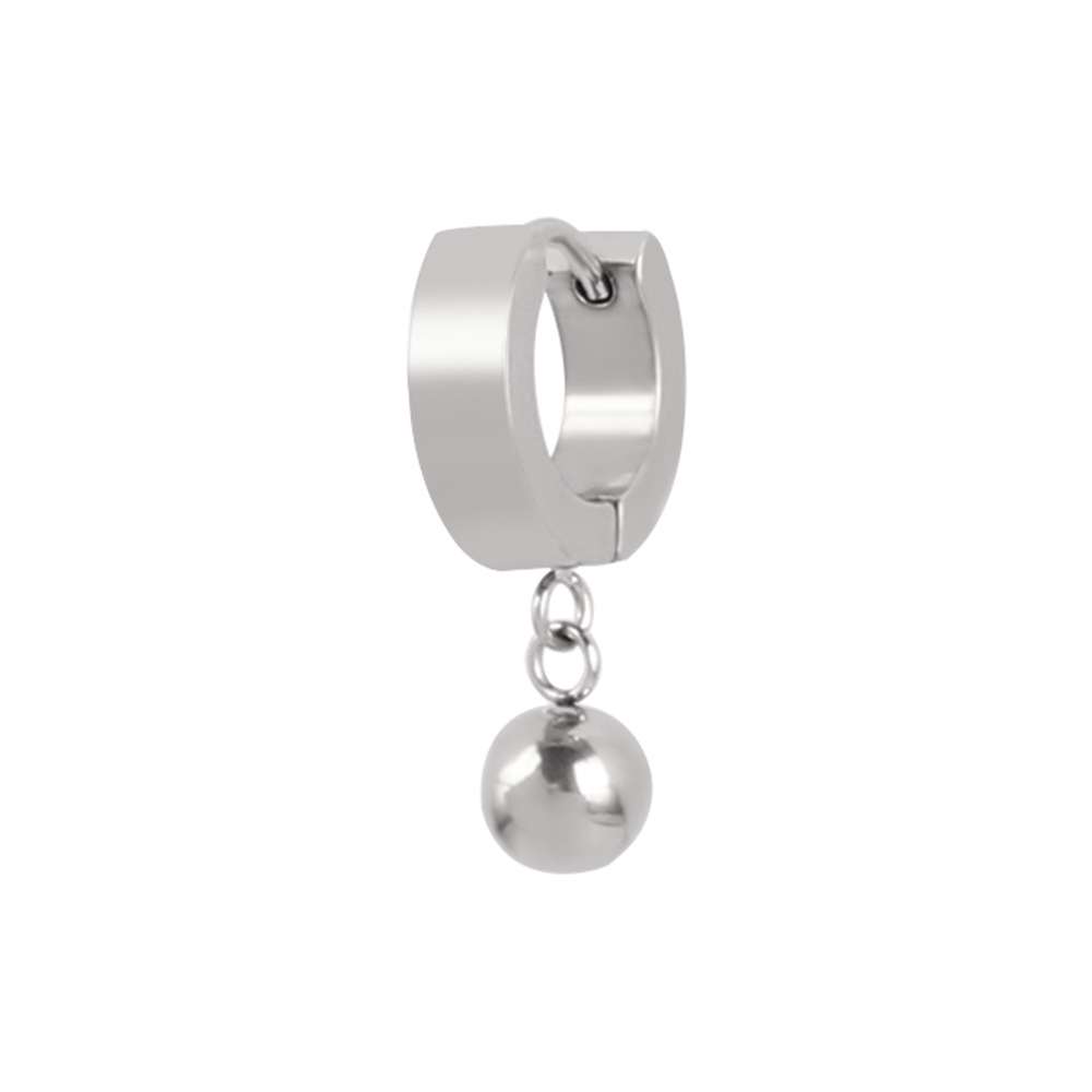 Simple Stainless Steel Personalized Round Ball Pendant Earrings For Women, Cross-border Earrings, Hoops, Ear_voghion.com