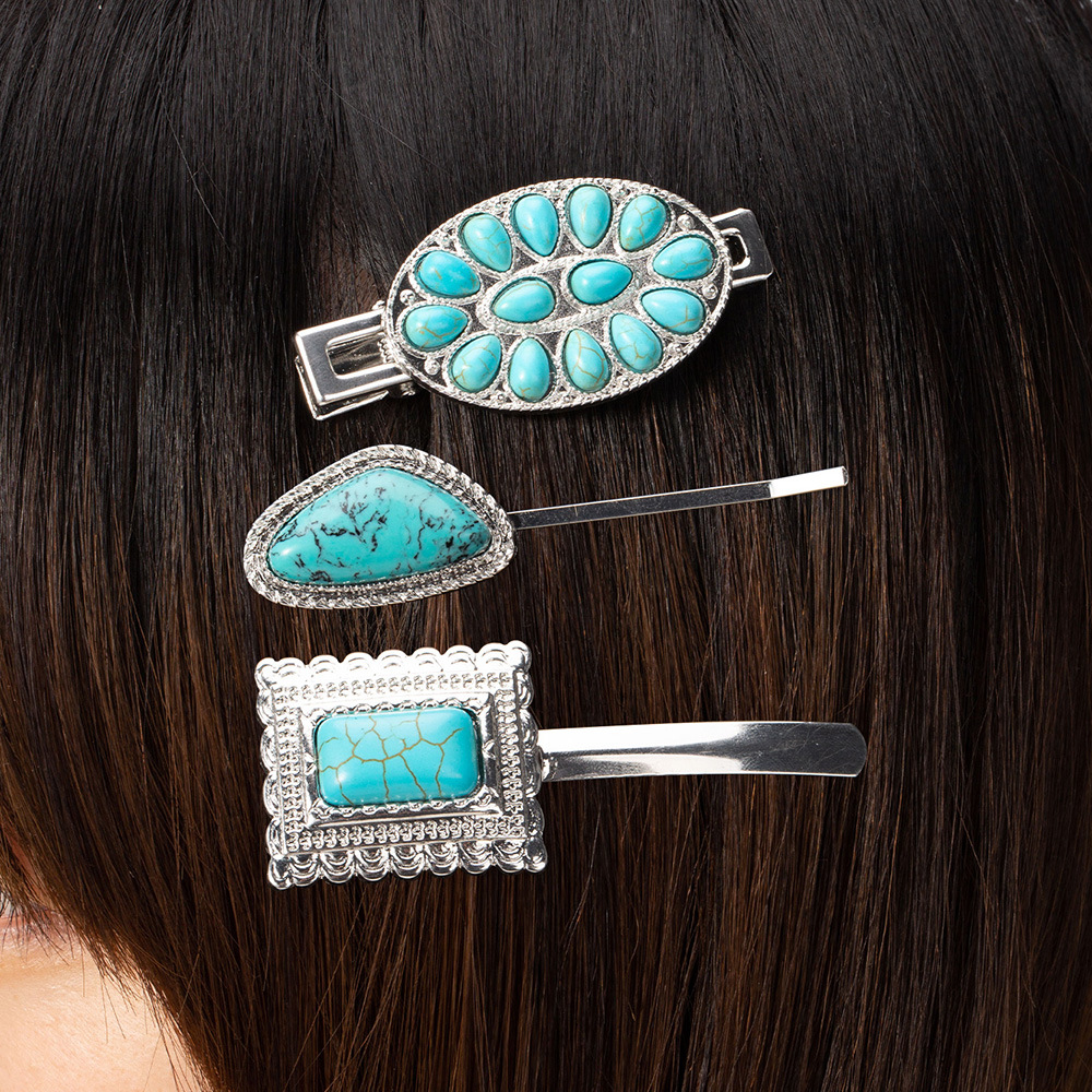 Women's Casual Retro Geometric Alloy Turquoise Plating Hair Clip display picture 26