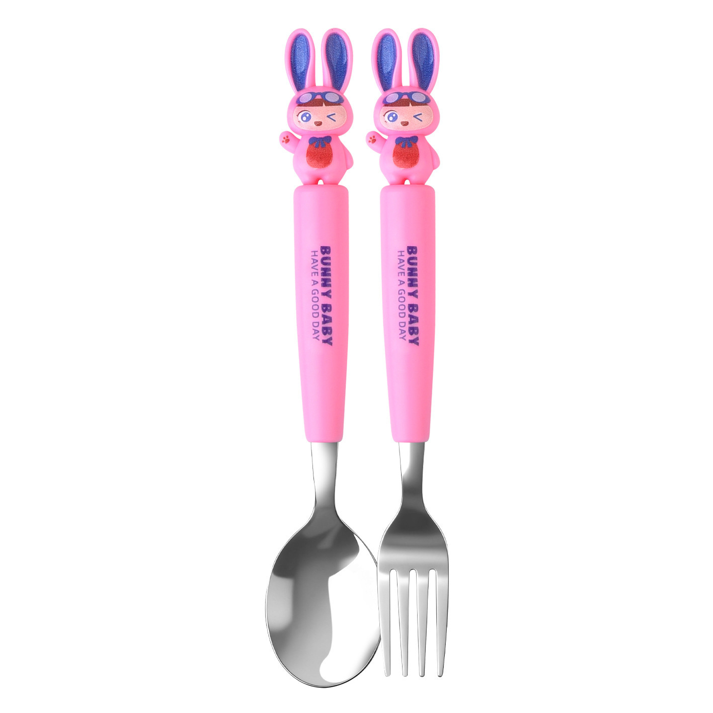 Animal encantador portátil para llevar estudiantes cucharas de comidas dormitorios escolares cucharas de cubierta de cubierta set