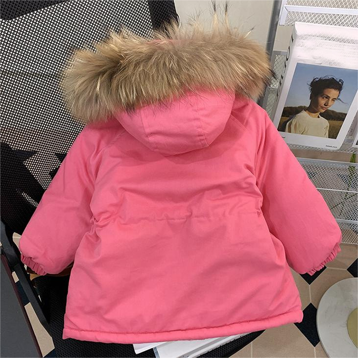 Chaqueta acolchada de algodón para niñas 2024 Winter New mid-length warm windproof warm thickened fleece-fored Cotton-padded jacket parka
