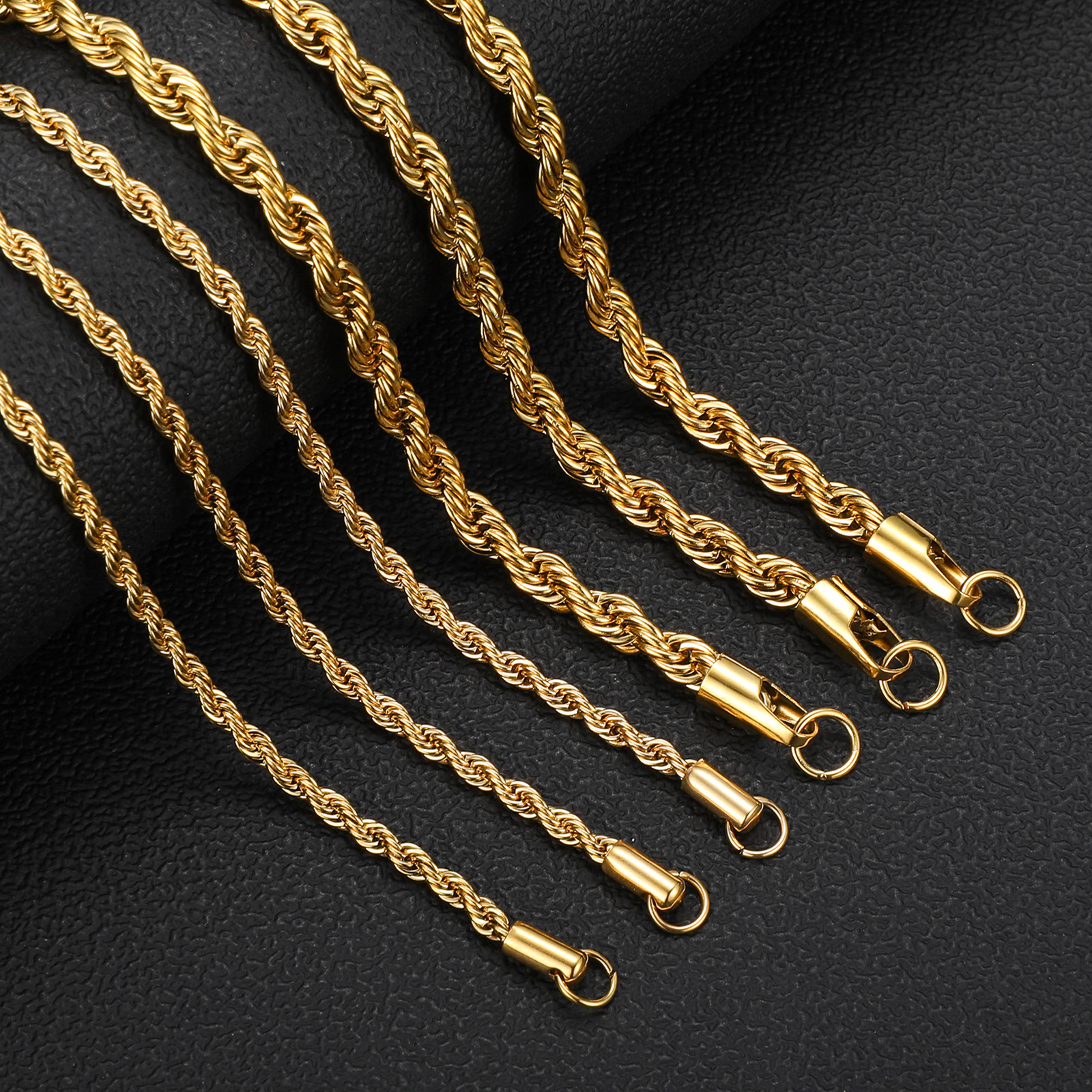 Twist Pattern Men'S Gender Hip-Hop 201 Stainless Steel Twist Rope Chain Men Chain Necklaces