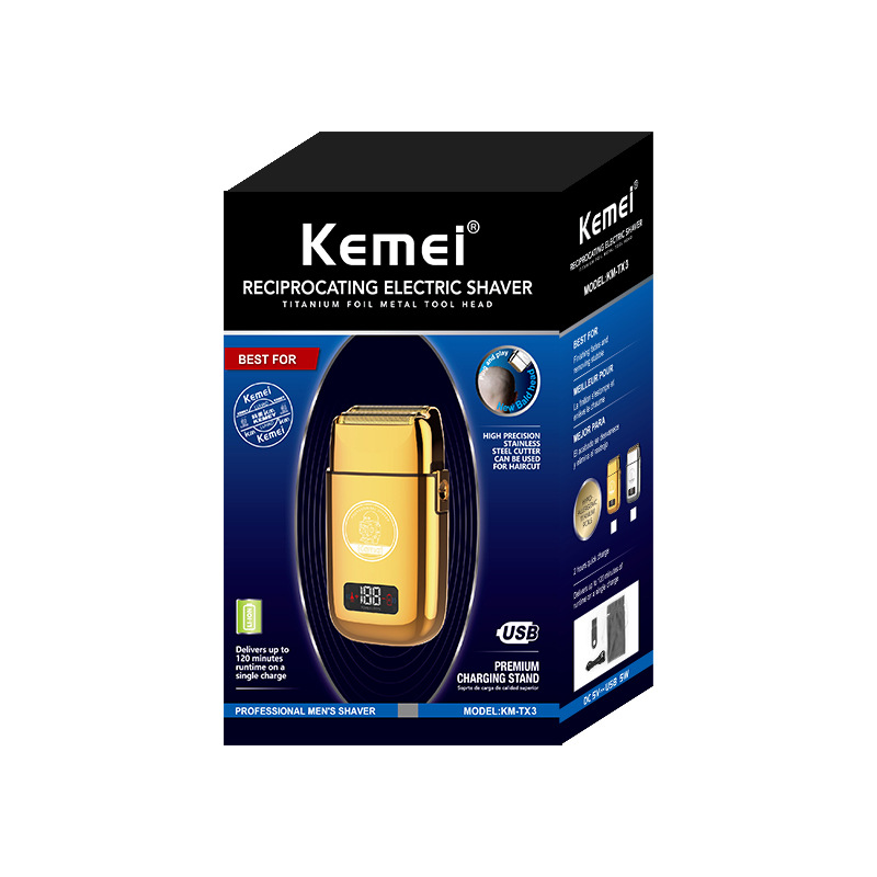 Cabeza óptica artefacto cuerpo de metal alternativo pantalla LED máquina de afeitar eléctrica USB comei KM-TX3