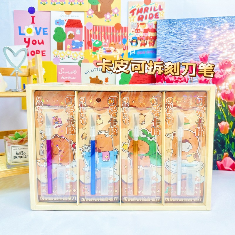 カピ取り外し可能な彫刻ナイフペン DIY 彫刻ナイフセットハンドブック手動プレスカッターナイフ柔軟な取り外し可能なノベルティ|undefined