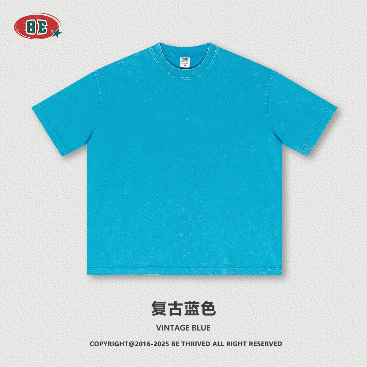 BE ropa de hombre | 2025 verano marca de moda americana oversize batik de manga corta retro 285G camiseta lavada de algodón puro hombre