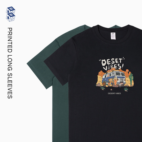 Trendy brand T-shirt men  new pure cotton white cartoon printed short-sleeved heavy combed cotton loose T-shirt for women summer