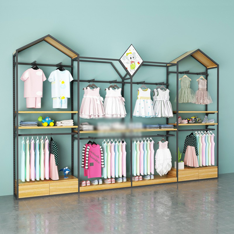 Estantes para tiendas de ropa infantil, estantes de exhibición para tiendas de maternidad y bebés en centros comerciales, percheros de pie y de pared, estantes creativos para exhibir ropa