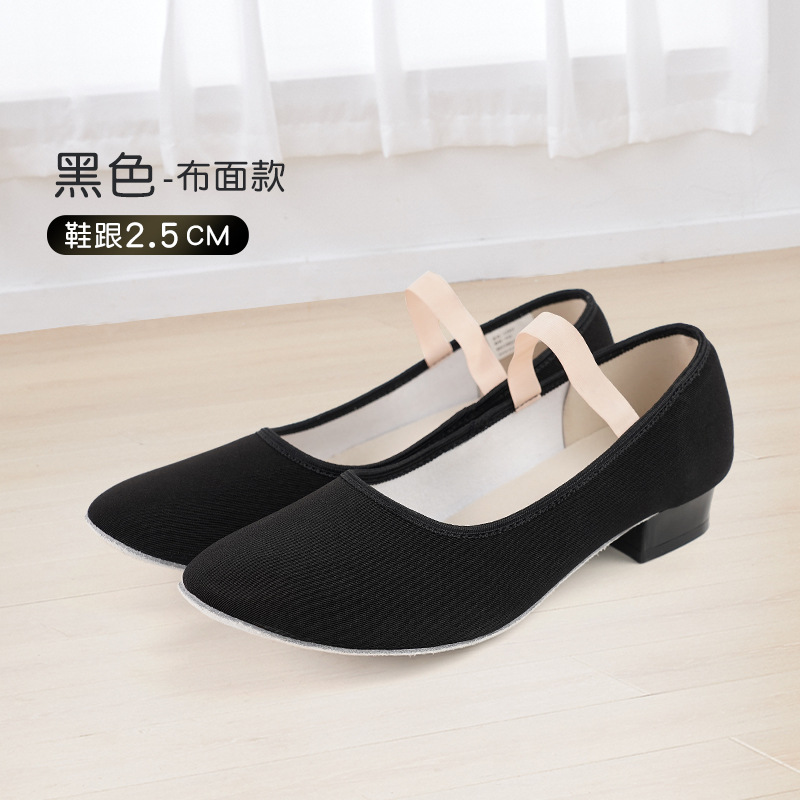 Zapatos de baile femenino adulto inferior suave con talón negro lienzo maestro representante niños Ballet clasificación personalidad zapatos de baile
