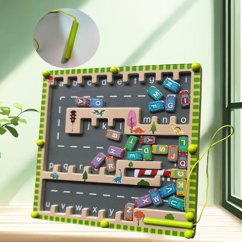Children's puzzle parking maze magnetic pen toy logical thinking training 26 letters spelling word training