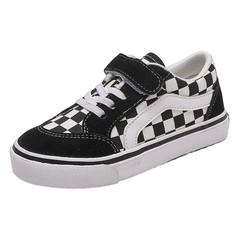 Детские парусиновые туфли, тканевые туфли для мальчиков, кроссовки для девочек, новые универсальные туфли в клетку для девочек 2025 года, школьные туфли для малышей