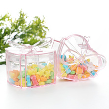 欧式小清新包装塑料盒创意蝴蝶结心形糖果盒宴会伴手礼回礼喜糖盒