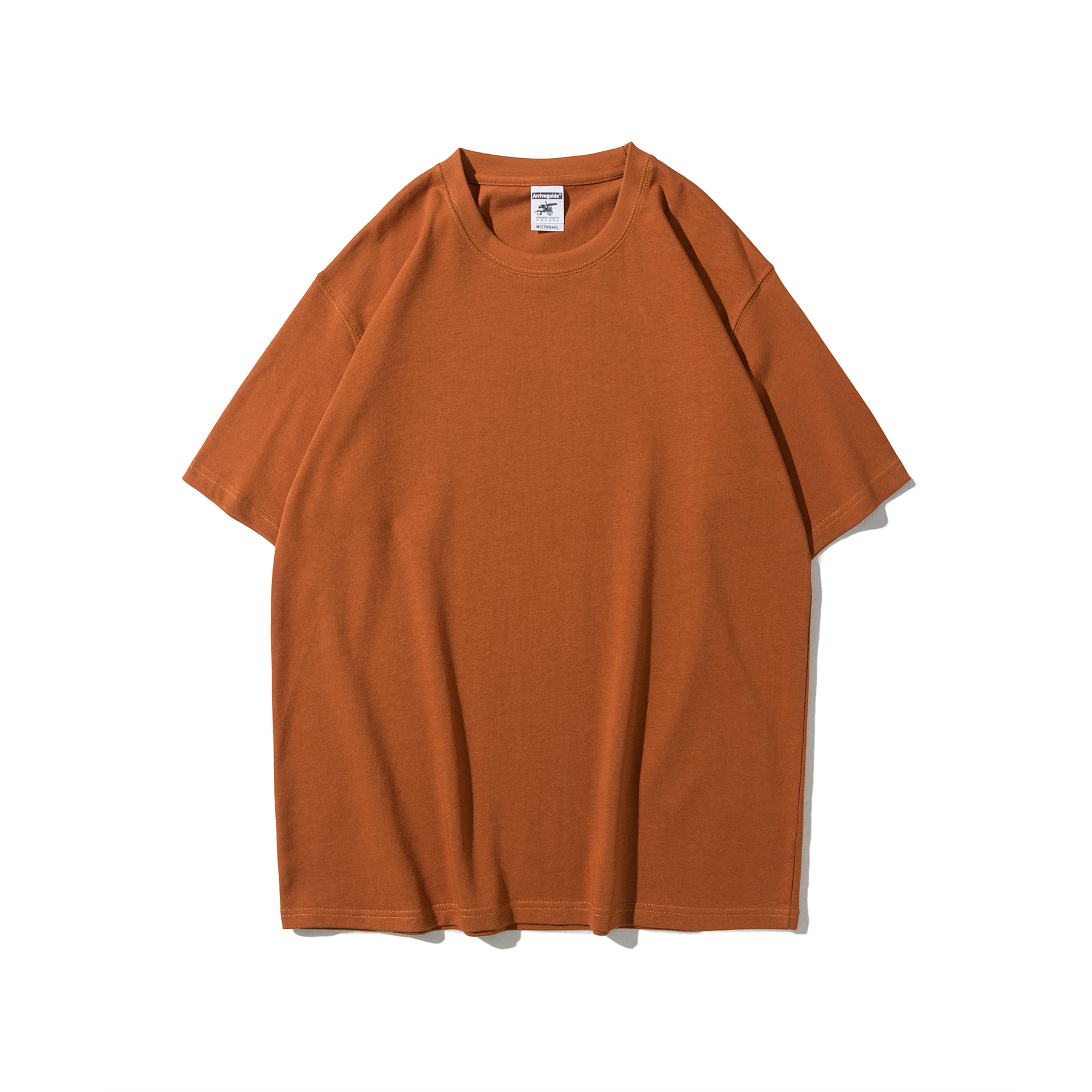 メンズ夏のAG280gマーク沁男士重ポンド丸襟tシャツ純綿純色潮男半袖男プリントt