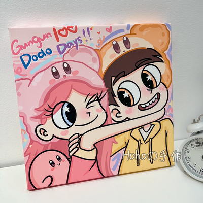 Star butterfly Hand drawn head portrait lovers Frameless paintings Decorative painting canvas Cartoons Confidante Reality Photo Hanging picture