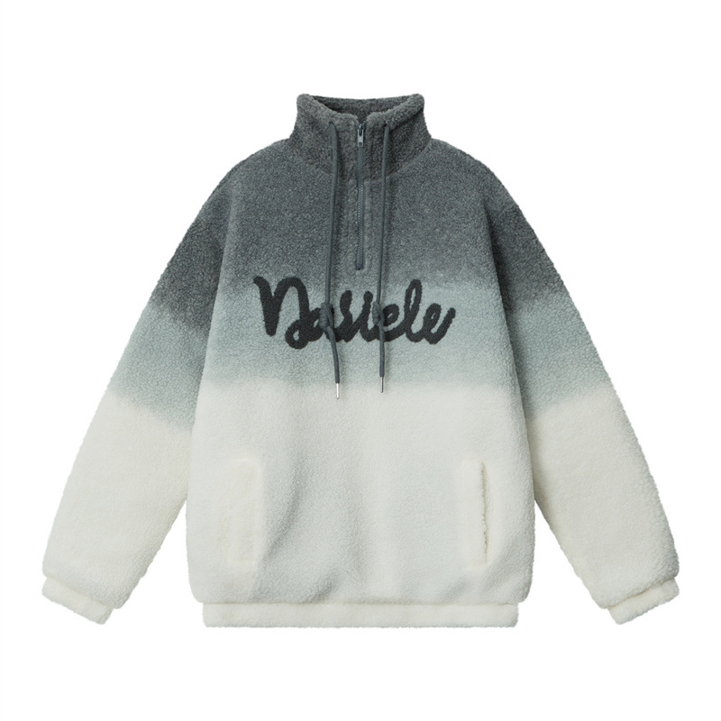 Men's Clothing HeyHenry winter gradient color lamb wool sweatshirt men and women thickened trendy casual versatile lazy style_voghion.com