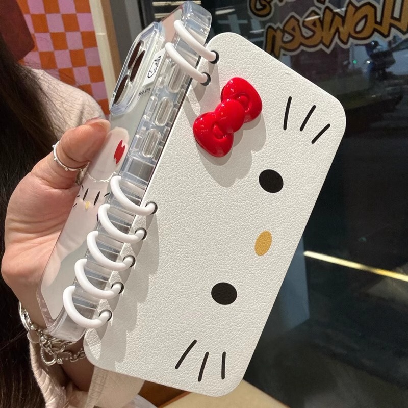 Book kt cat bow apple 15promax phone case iPhone16 three-dimensional 14 notebook 13 cute 12