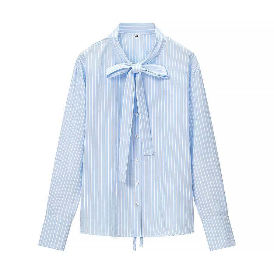 autumn blue shirt with bow