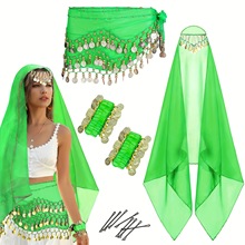 新款印度舞表演服包含一件围巾裙手腕头纱头巾围巾8个发夹LP754