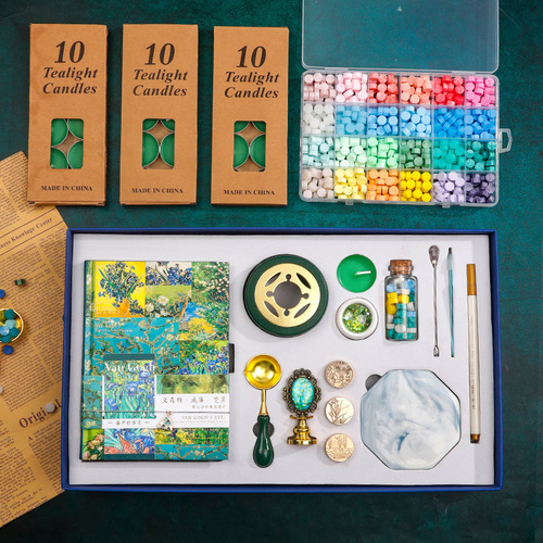 Fire paint seal gift box wholesale oil painting fire paint wax particle set complete set of envelope sealing wax Valentine's Day college entrance examination gift