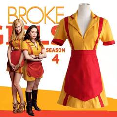 アメリカドラマの同じタイプの破産した姉妹のアニメのコスプレの服飾バーのファーストフードのメイドの作業服は服装を演出します。