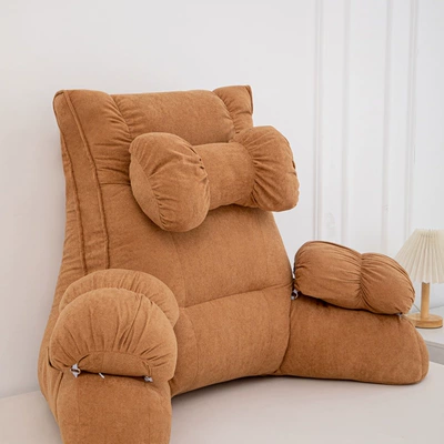 Electric car rear backrest – Neck Support Pillow, Removable and Washable - brown-80x65x40cm