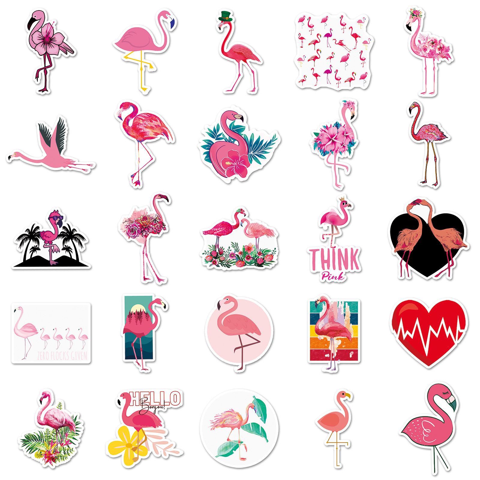 100 Flamingo graffiti dibujos animados animal fresco tarjeta Goo impermeable DIY mano libro decorativo equipaje pegatinas