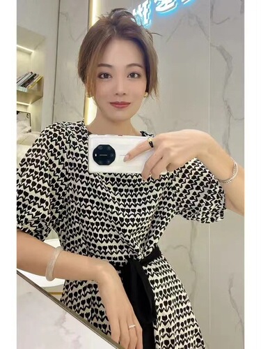 2025 Summer New Korean Style Light Luxury Fashion Elegant Loose Youthful Trendy Waist-cinching Slimming Print Dress for Women