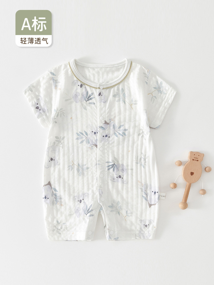 Baby Short-Sleeved Jumpsuit, Baby Summer Clothes, Newborn Baby Clothes, Summer Thin Crawling Clothes, Home Clothes, Pajamas