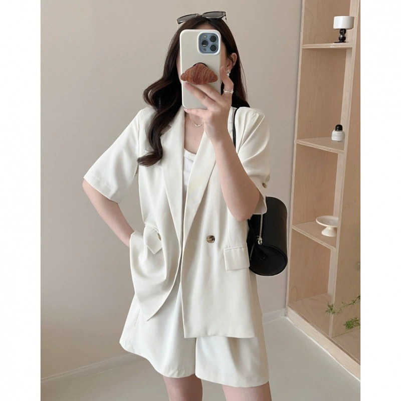 Летний новый повседневный свободный костюм-двойка в корейском стиле, короткий рукав, свободный крой, для женщин.