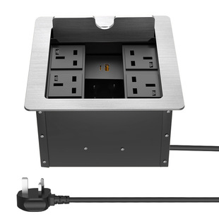British standard 4 power flip socket embedded 2USB British standard desk box socket hidden desktop power socket