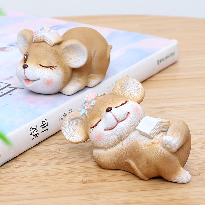Nanyuan Chuanfang INS de dibujos animados lindo ratón de escritorio pequeños adornos de resina creativa decoración de la torta adornos de ratón