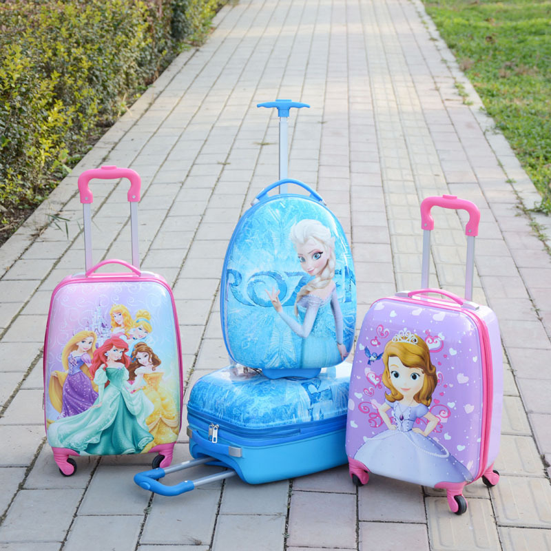 新しい子供の漫画かわいいスーツケースプリンセスエルザ子供用スーツケース 18inch 旅行トロリーケースカスタマイズ|undefined