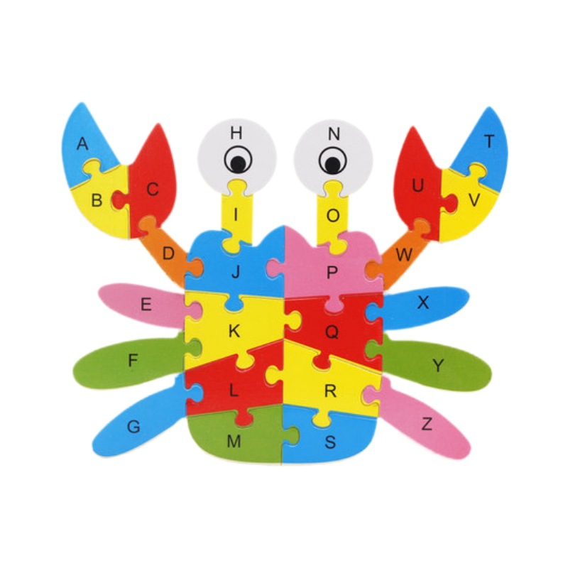 Rompecabezas educativo de madera con letras y animales, diseño de dinosaurio 26 letras, juguete didáctico para niños de 3 a 6 años