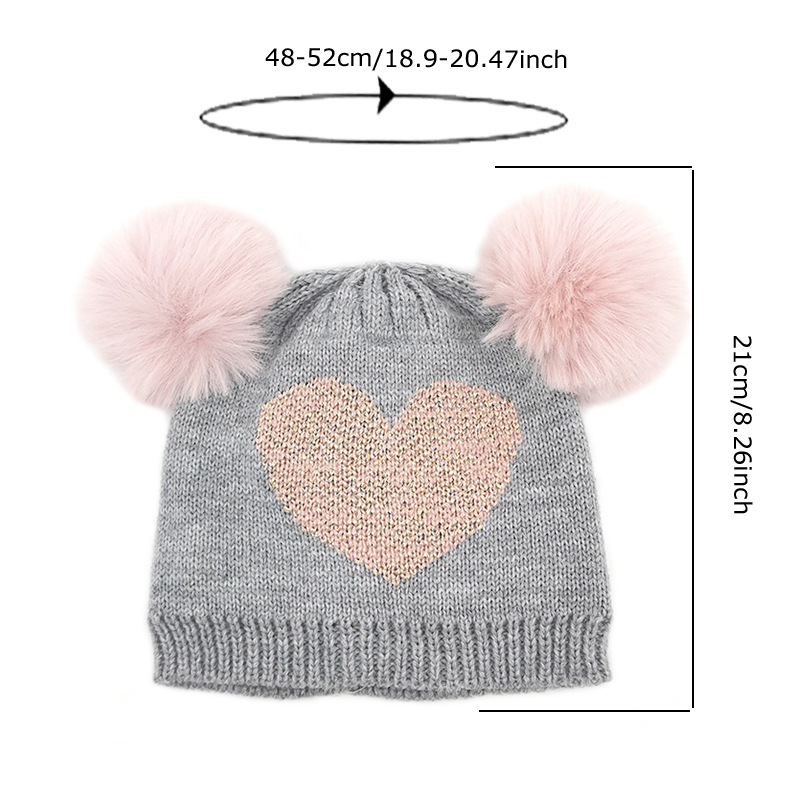 Girl's Cute Heart Shape Plush Eaveless Wool Cap display picture 2