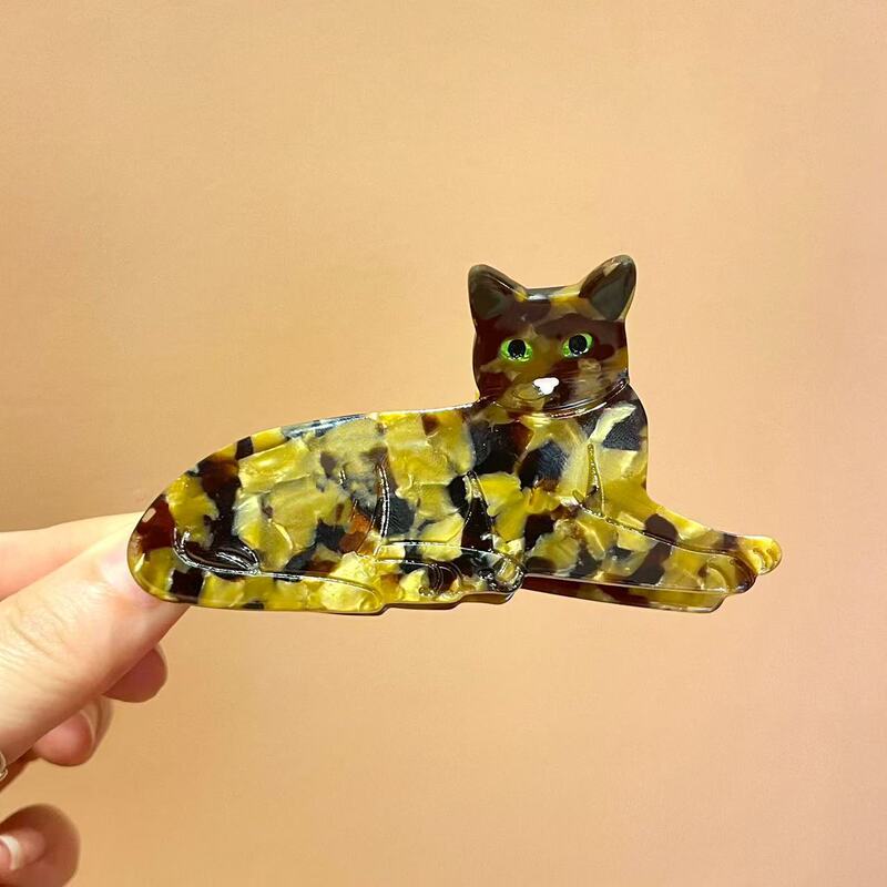新款小野猫醋酸发夹可爱动物抓夹个性后脑勺盘发鲨鱼夹发卡头饰女|undefined
