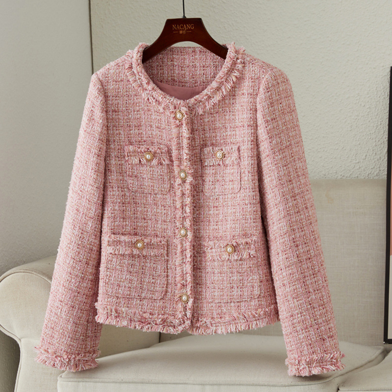 Tweed Style down Jacket for Women 2024, Petite and Elegant, French Style Short Tweed Top for Autumn and Winter