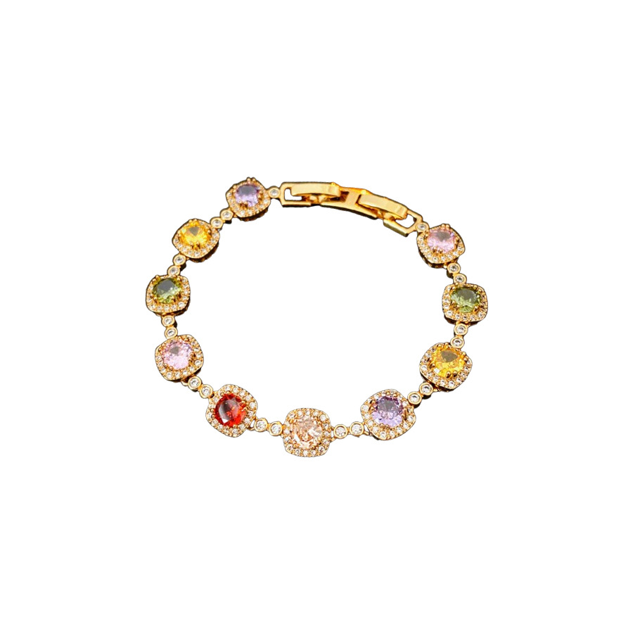 Medieval vintage zircon pulsera de hebilla cuadrada ligera lujo pulsera de alta sensación de diseño de nicho exquisita joyería