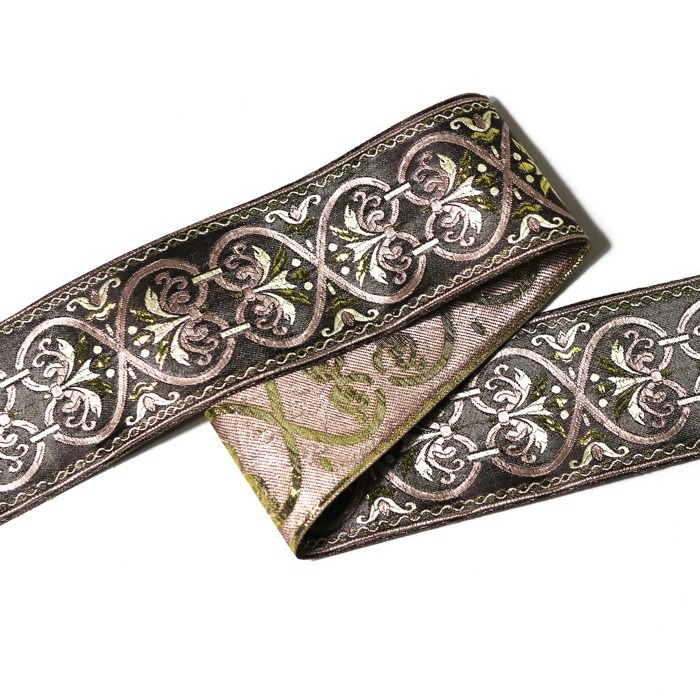 6cm de ancho de color de café oscuro patrón de la curva de la cinta de la Ropa Étnica borde cuello borde de la manga Almohada sofá cojín corredor de mesa cama bandera