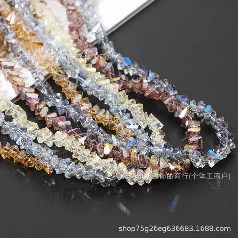 Triangular Crystal Beads Rhombus Beads Loose Beads Accessories Asymmetrical Rice Dumpling Chain Headscarf DIY Jewelry Loose Beads Glass Crystal