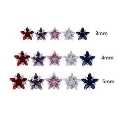 A star-shaped zirconia stone stainless steel threaded lip fastener accessory 3-5mm 0.9-1.0mm internal thread
