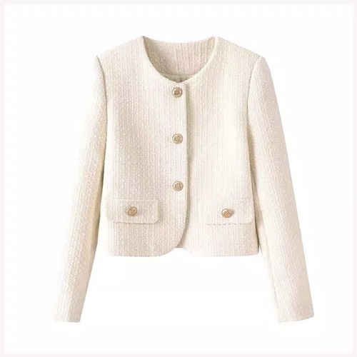 Women's Short Sleeve Round Neck Single Button Overcoat 2025 Spring and Autumn Casual Matchable OL Trendy and Stylish