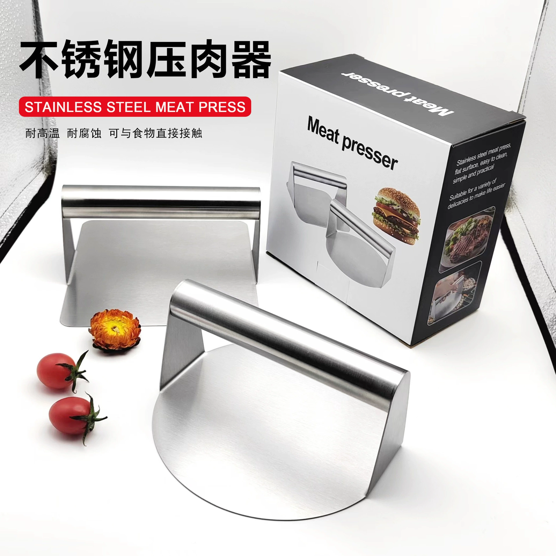 Пресс для мяса из нержавеющей стали в наличии: пресс для бургеров, инструмент для формирования мясных котлет, пресс для мяса круглой и квадратной формы, пресс-пластина для мяса.