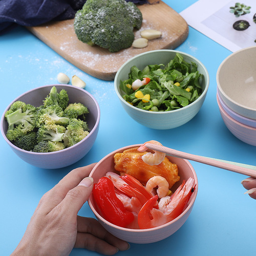 小麦秸秆小号碗北欧家用食碗幼儿园儿童饭碗塑料碗可爱礼品餐具碗