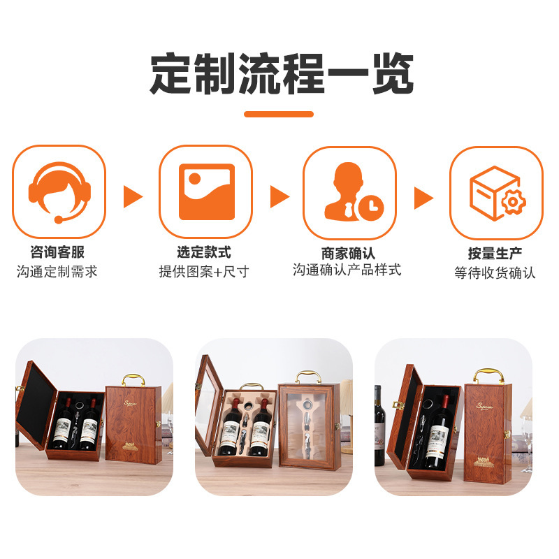 既製ピアノ塗装仕上げの高級ワインギフトボックス、高級模造紫檀材のシングル/ダブルワイン包装箱、ワインギフトボックス|undefined