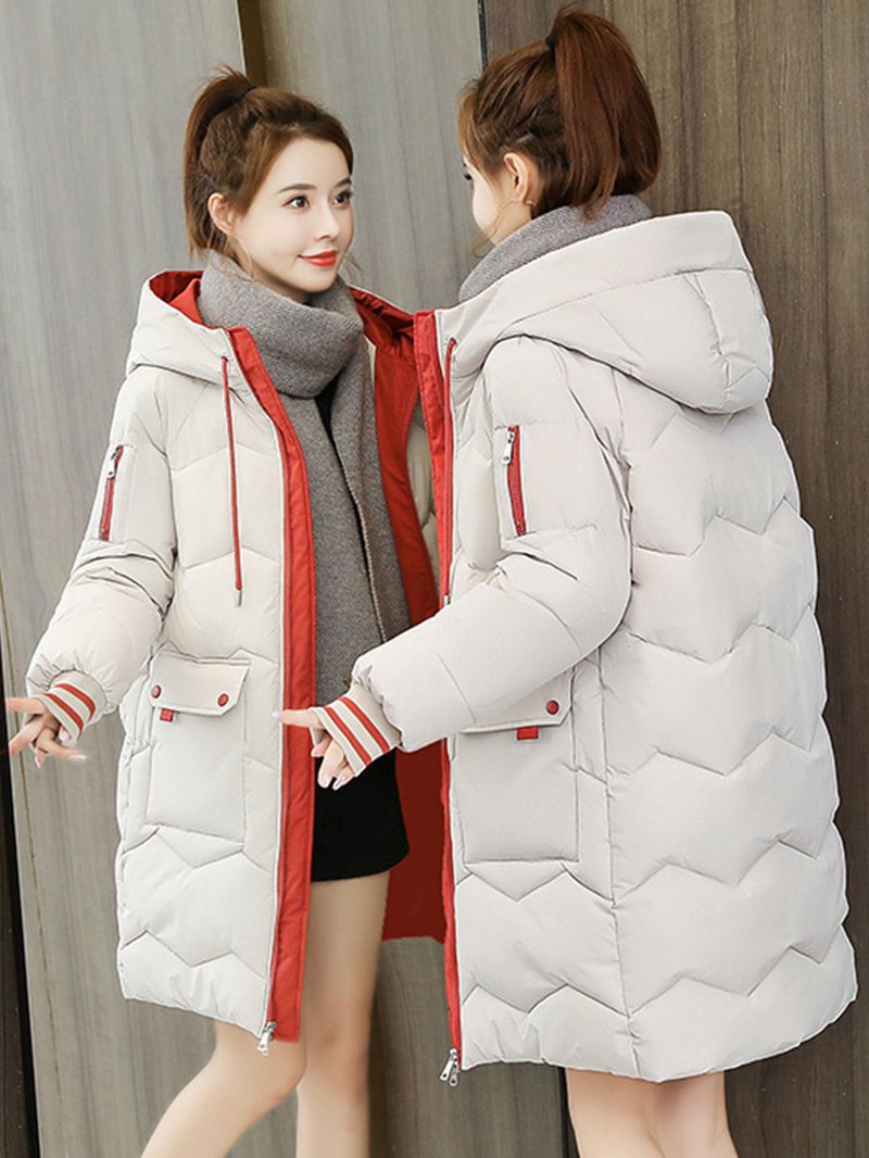 Comercio transfronterizo Abrigo de algodón relleno de plumón Ropa de invierno para mujer Nueva chaqueta acolchada de estilo coreano, holgada, de longitud media y gruesa
