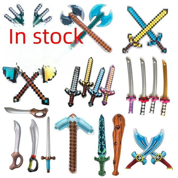 Cross-Border Inflatable Toys Pixel Knife Simulation Weapon Stage Props Pvc Pirate Sword Axe Outdoor