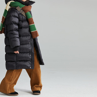 Xiaoman Goose's New Black Technology Volcanic Rock Fast Heating Yarn Kidsren's down Jacket Medium and Large Kidsren's Warm Mid-Length Thickeneded Jacket
